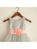 Silver Sequin Gray Tulle Bling Bling Flower Girl Dress